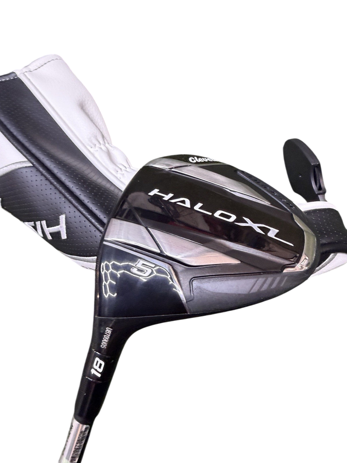 Left Hand Cleveland Halo XL 18* 5 Wood Reg Flex Cypher 5.5 50 Gram Mint