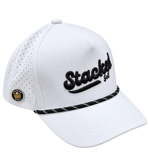 Stacked Golf White Rope Hat w/ Magnetic Ball Marker