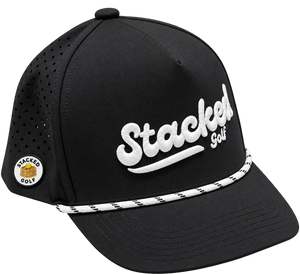 Stacked Golf Black Rope Hat w/ Magnetic Ball Marker